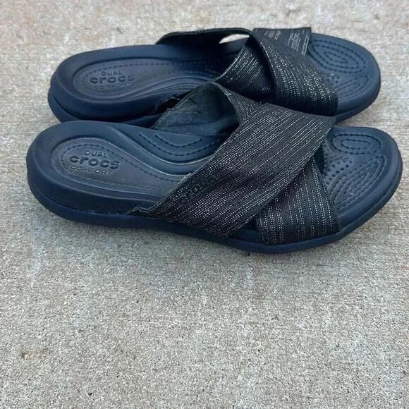 Crocs Capri Shimmer Cross Band Sandals Women’s Size 6 - Picture 4 of 7